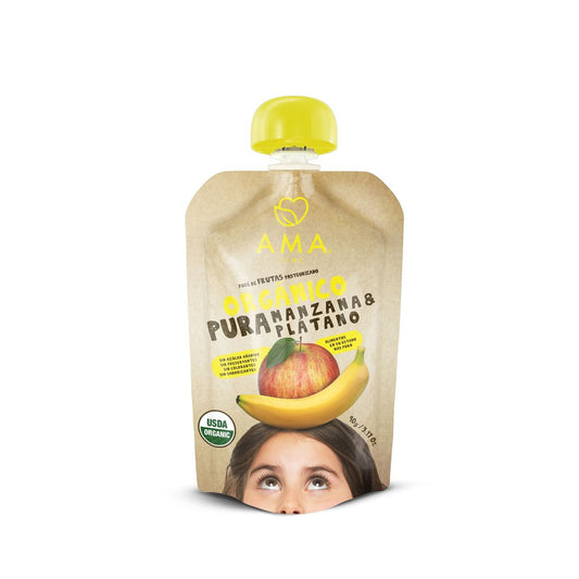 Puré de Manzana Plátano  orgánico x3