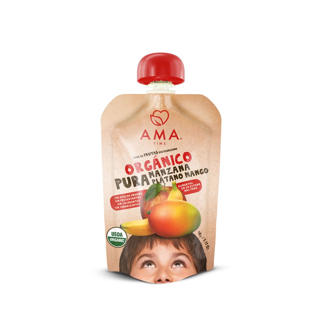 Puré de Manzana Plátano Mango orgánico x3