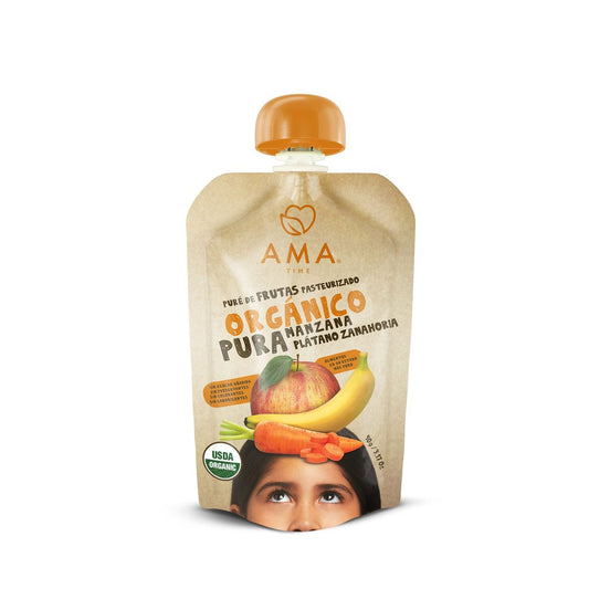Puré de Manzana Plátano Zanahoria orgánico x3